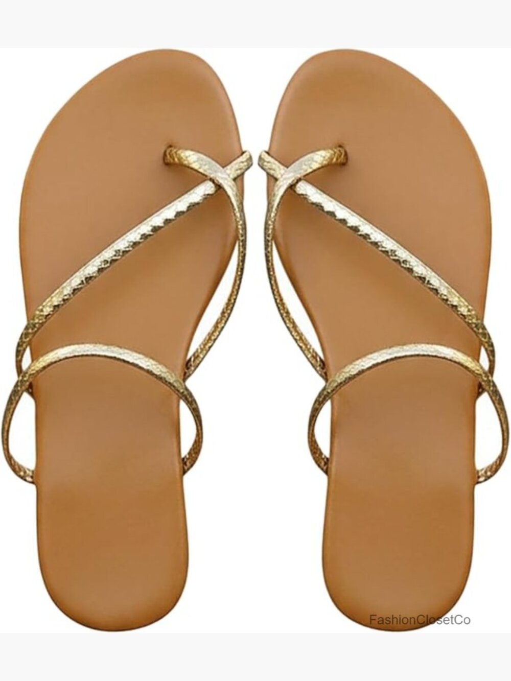 Faux Leather Open Toe Ring Strappy Flat Sandals